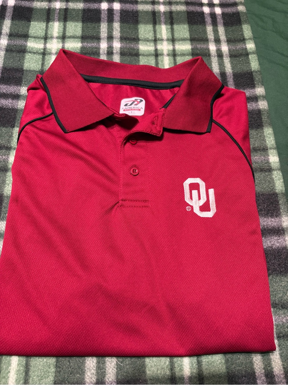 J. America Crimson Polo with White OU Logo